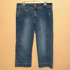 Gloria Vanderbilt Women's Size 12 Blue Mid-Rise Straight Leg Capri Denim Jeans